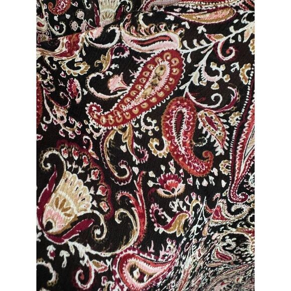 J.JILL black pink paisley rayon bishop sleeve frill swing blouse top L NWOT - Picture 6 of 9